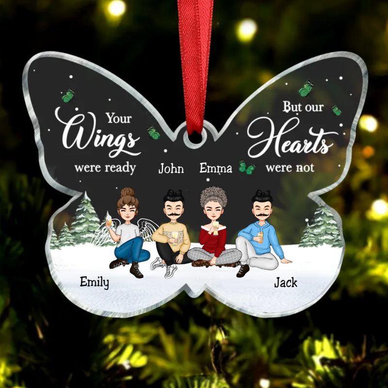 Sisters -  Your Wings Were Ready But Our Hearts Were Not - Personalized Acrylic Ornament