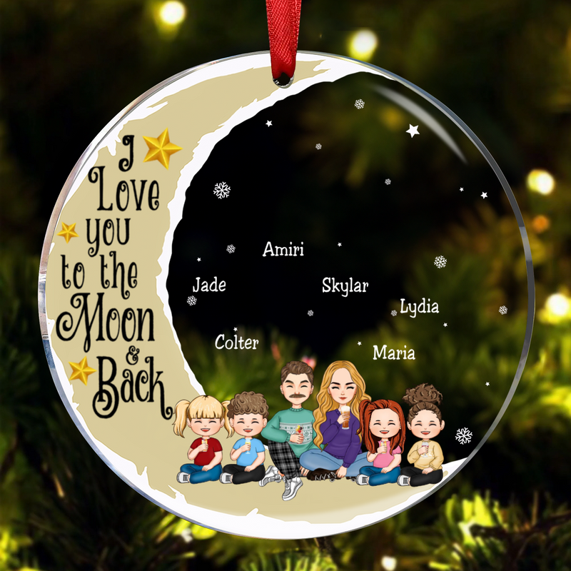 Family - I Love You To The Moon & Back - Personalized Circle Ornament (NV)