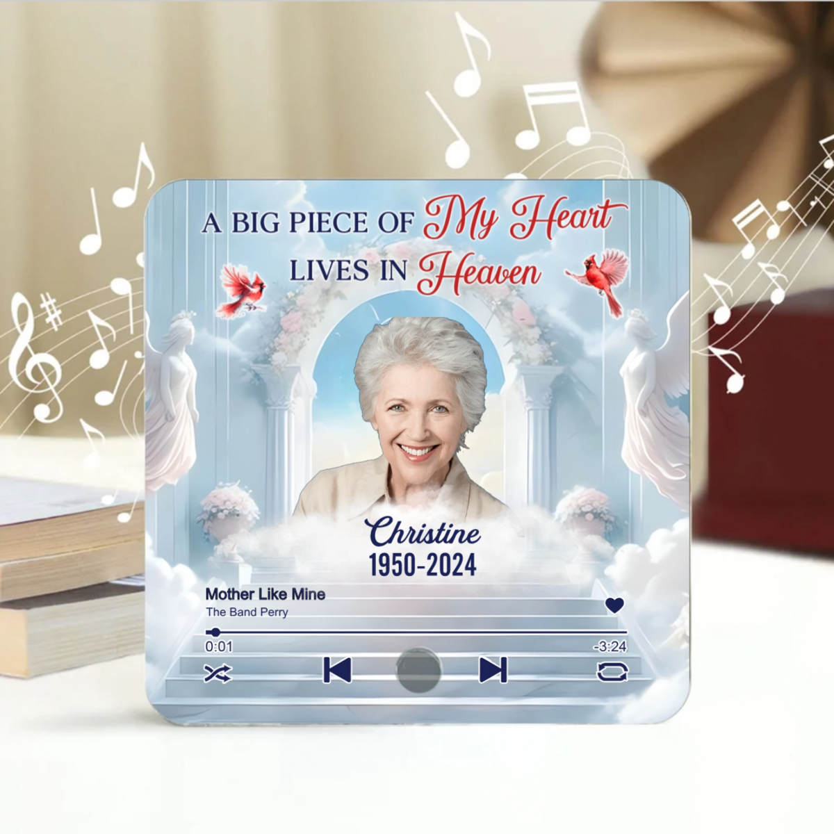 Memorial Upload Photo Heaven Gate Sky Personalized Music Fridge Magnet, Sympathy Keepsake, Remembrance Gift