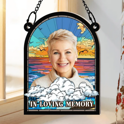 Custom Photo In Loving Memory Family Memorial Mom Grandma - Personalized Window Hanging Suncatcher Ornament (TB)