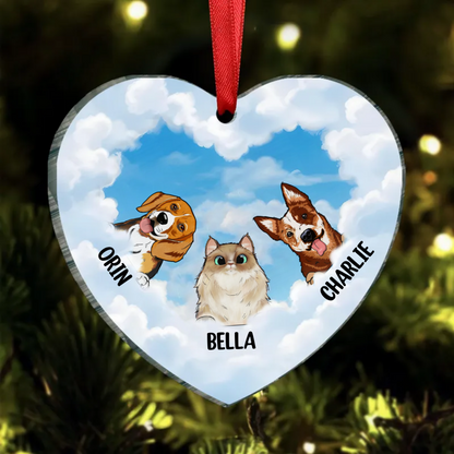 Dog Cat Memorial Personalized Christmas Decorative Heart Ornament