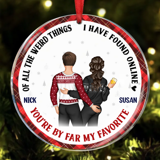 You Are By Far My Favorite Husband - Couple Personalized Custom Ornament - Ceramic Round Shaped - Christmas Gift For Husband Wife, Anniversary