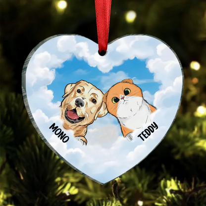 Dog Cat Memorial Personalized Christmas Decorative Heart Ornament