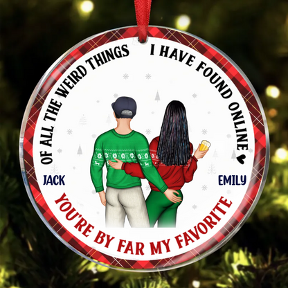 You Are By Far My Favorite Husband - Couple Personalized Custom Ornament - Ceramic Round Shaped - Christmas Gift For Husband Wife, Anniversary