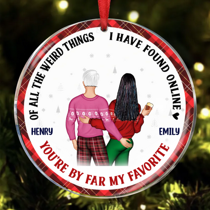 You Are By Far My Favorite Husband - Couple Personalized Custom Ornament - Ceramic Round Shaped - Christmas Gift For Husband Wife, Anniversary