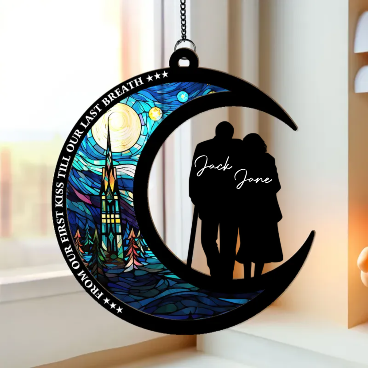 From Our First Kiss Till Our Last Breath - Personalized Window Hanging Suncatcher Ornament