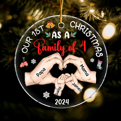 Personalized Baby's First Christmas As A Family Circle Ornament