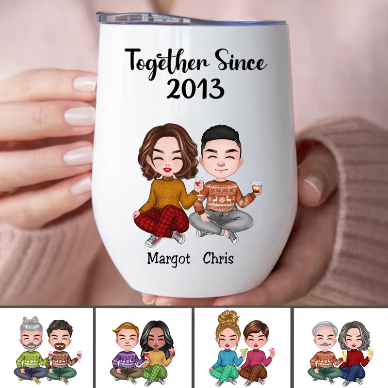 Couple - Together Since Husband And Wife - Personalized Wine Tumbler