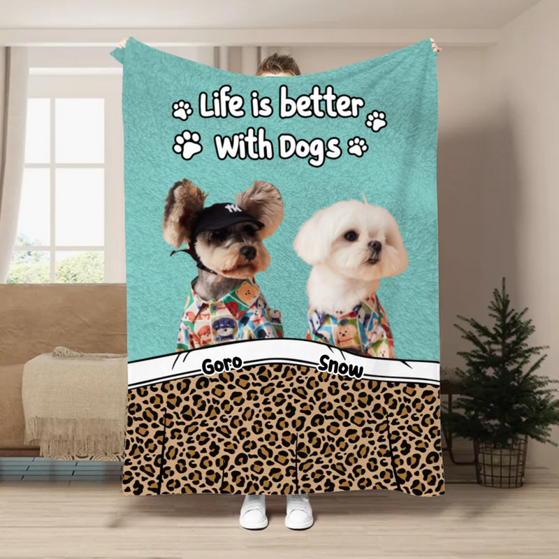 Pet Lovers - Life Is Better With Dogs & Cats - Personalized Blanket