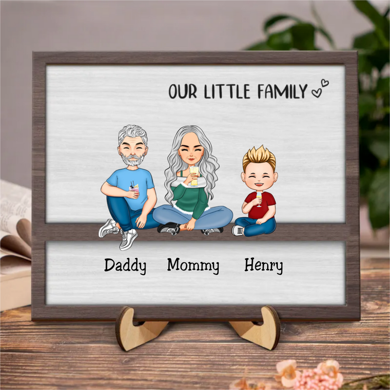 Family - Our Little Family -  Personalized 2-Layered Wooden Plaque
