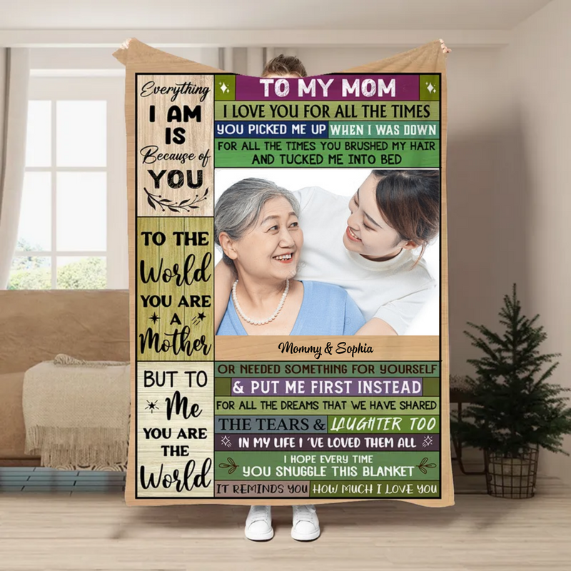 Mother - Custom Photo I Love You, Mom - Personalized Blanket