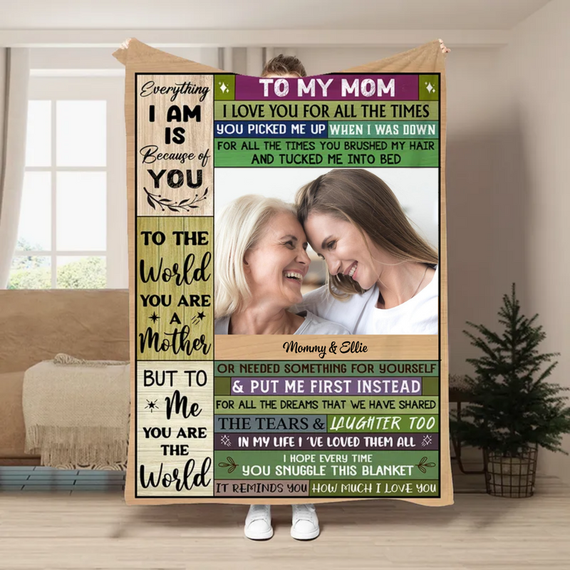 Mother - Custom Photo I Love You, Mom - Personalized Blanket