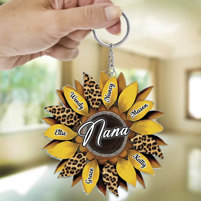Family - Nana, Mom, Auntie Family Sunflower -  Personalized Acrylic Keychain