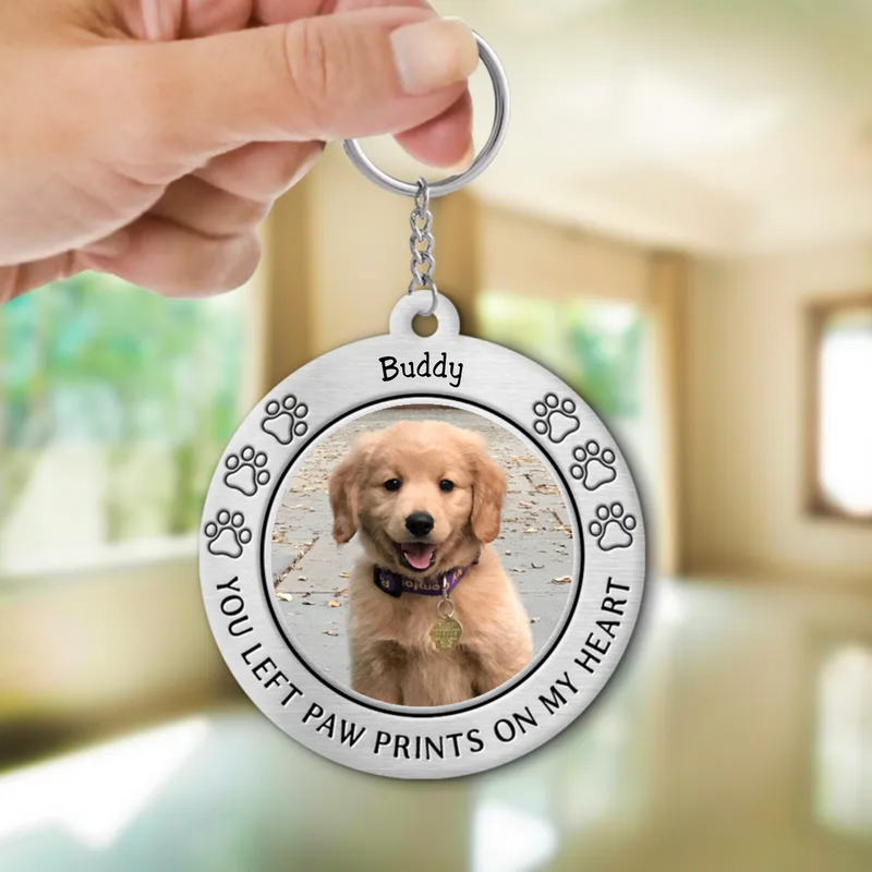 Pet Lovers - You Left Paw Prints On My Heart - Personalized Keychain