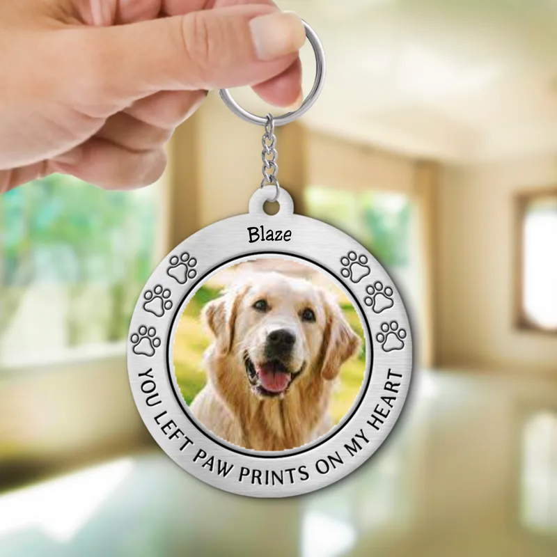 Pet Lovers - You Left Paw Prints On My Heart - Personalized Keychain