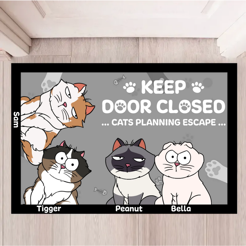 Cat Lovers - Keep Door Closed - Personalized Doormat