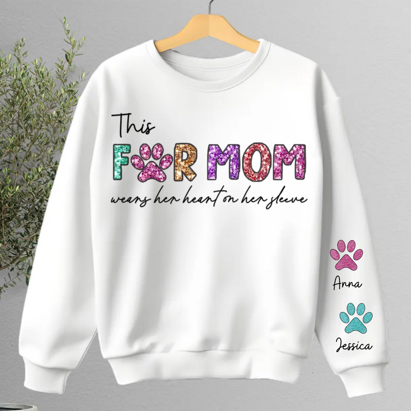 Pet Lovers - This Fur Mom Wears Her Heart On The Sleeve  - Personalized Sweatshirt