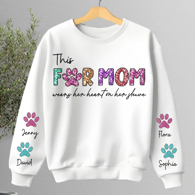 Pet Lovers - This Fur Mom Wears Her Heart On The Sleeve  - Personalized Sweatshirt