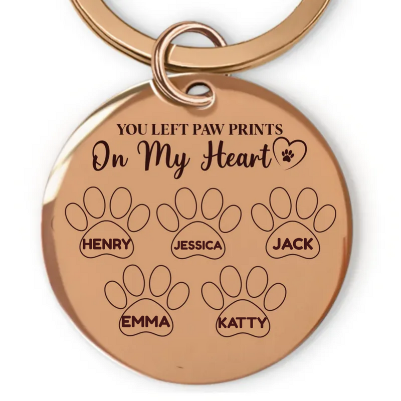 Pet Lovers - You Left Paw Prints On My Heart - Personalized Keyring (SA)