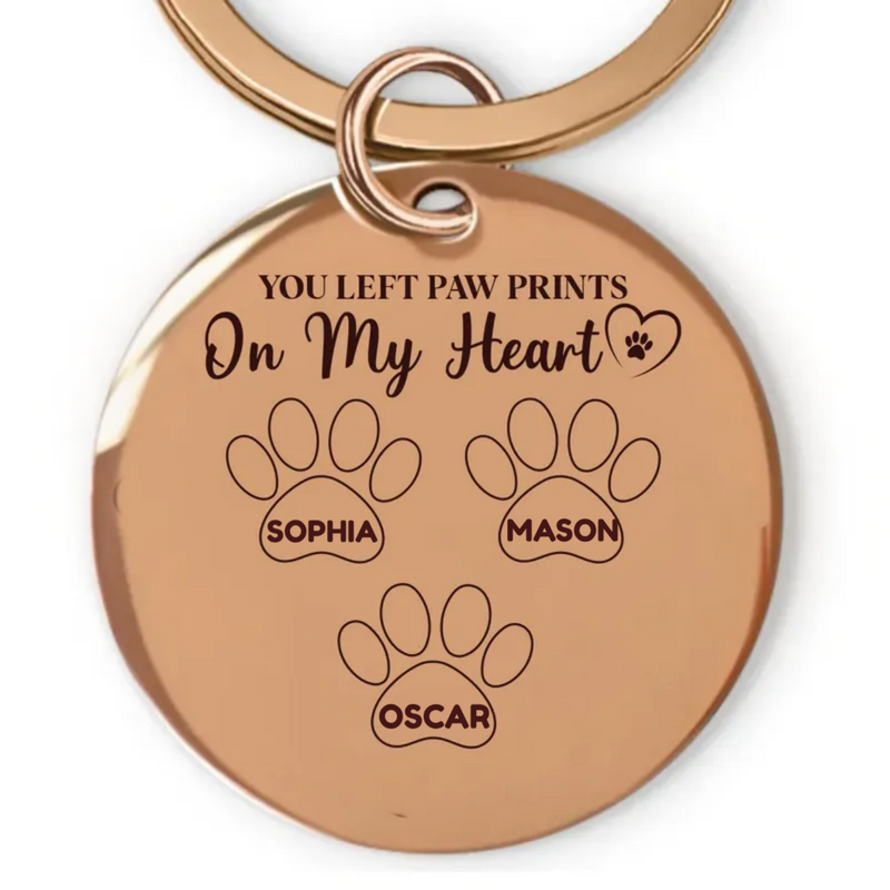Pet Lovers - You Left Paw Prints On My Heart - Personalized Keyring (SA)