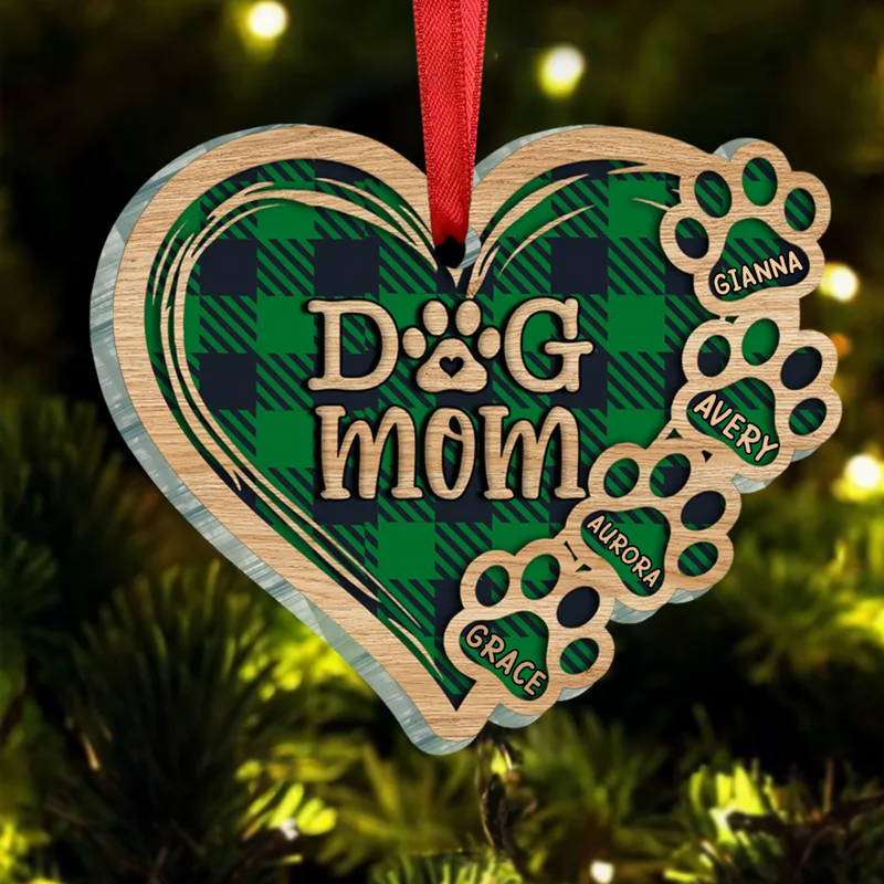 Dog Lovers - Christmas Dog Mom Heart - Personalized Ornament