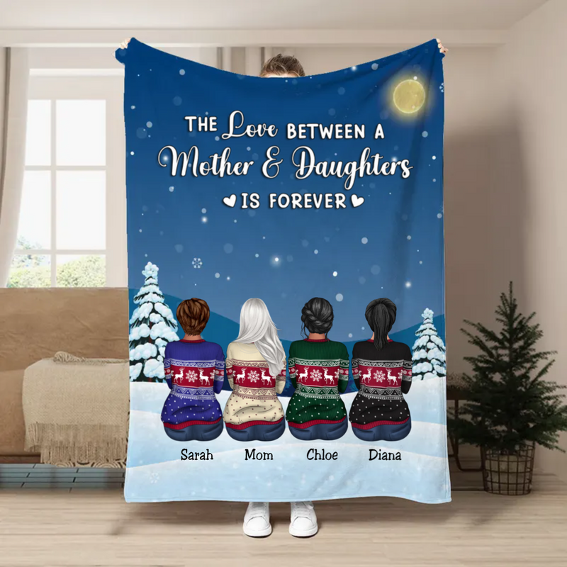 Mother - The Love Between A Mother And Daughters Is Forever - Personalized Blanket (AA)