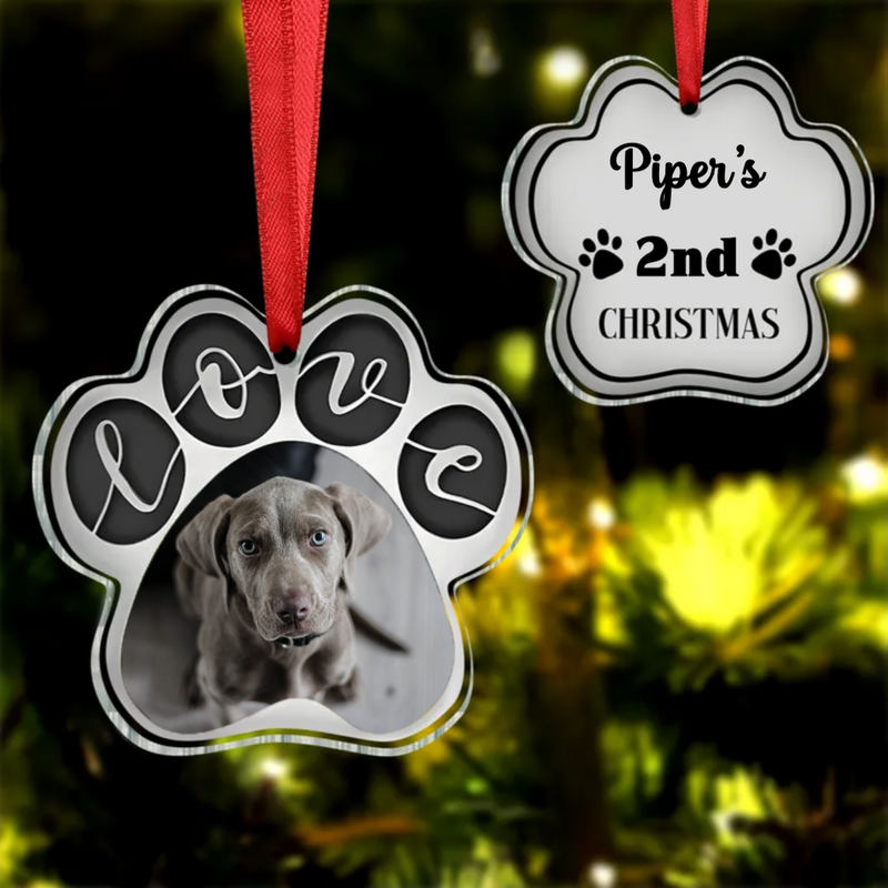 Dog Lovers - Love Paw Print - Personalized Ornament