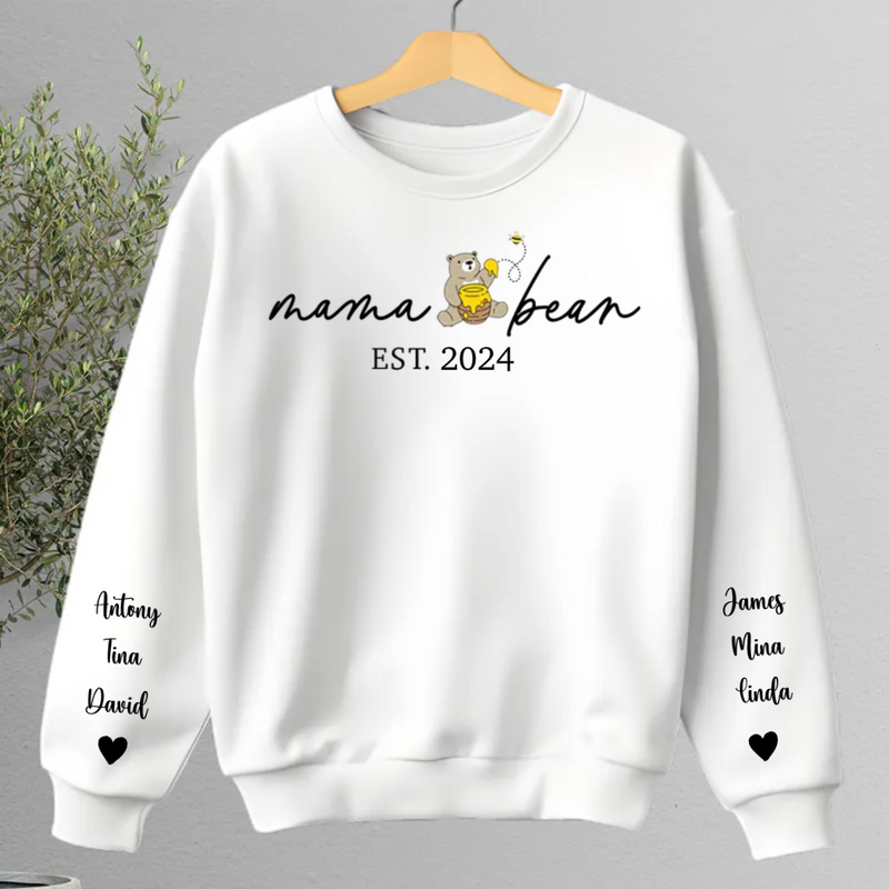 Family - Custom Mama Bear Shirt With Kid Name On Sleeve - Personalized Sweater
