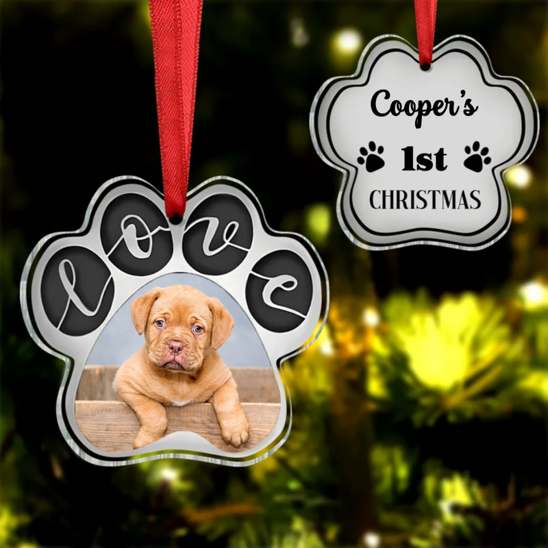 Dog Lovers - Love Paw Print - Personalized Ornament