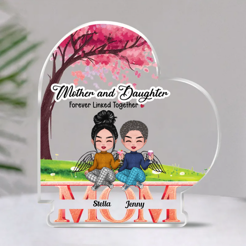 Family - Mother And Daughters Forever Linked Together - Personalized Acrylic Plaque (NM)