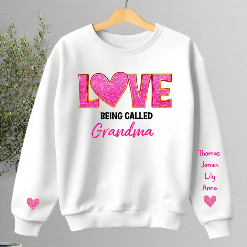 Family - Love Being Called Grandma Pink Glitter - Personalized Sweater