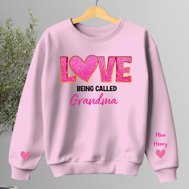 Family - Love Being Called Grandma Pink Glitter - Personalized Sweater