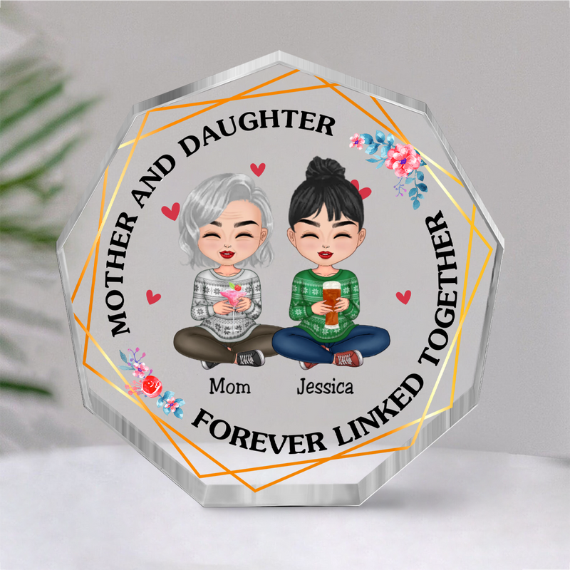 Mother - Mother & Daughters Forever Linked Together - Personalized Nonagon Acrylic Plaque