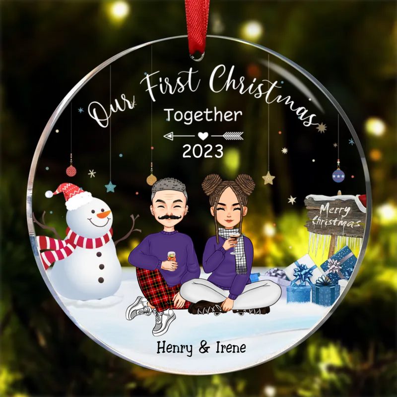 Couple - Our First Christmas Together - Personalized Transparent Ornament (AA)