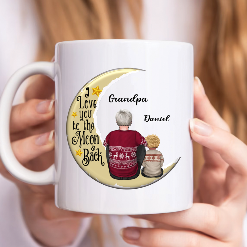 Grandpa - Grandpa Grandkids On Moon - Personalized Mug