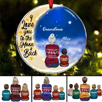 Family - I Love You To The Moon And Back - Personalized Acrylic Ornament (QA)