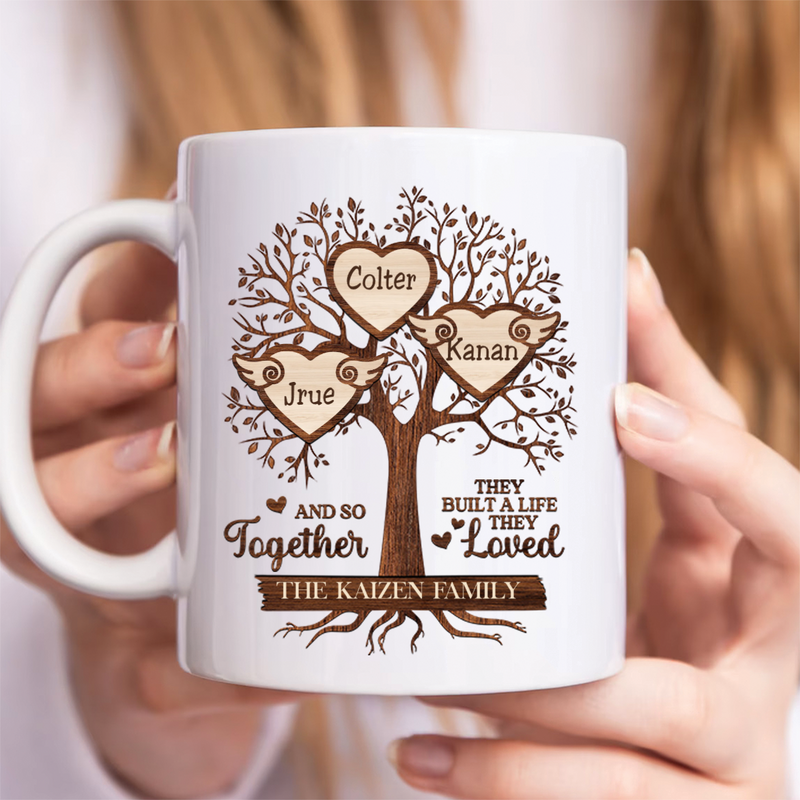 Family - Christmas Family Tree And So Together They Built A Life They Loved - Personalized Mug (BU)