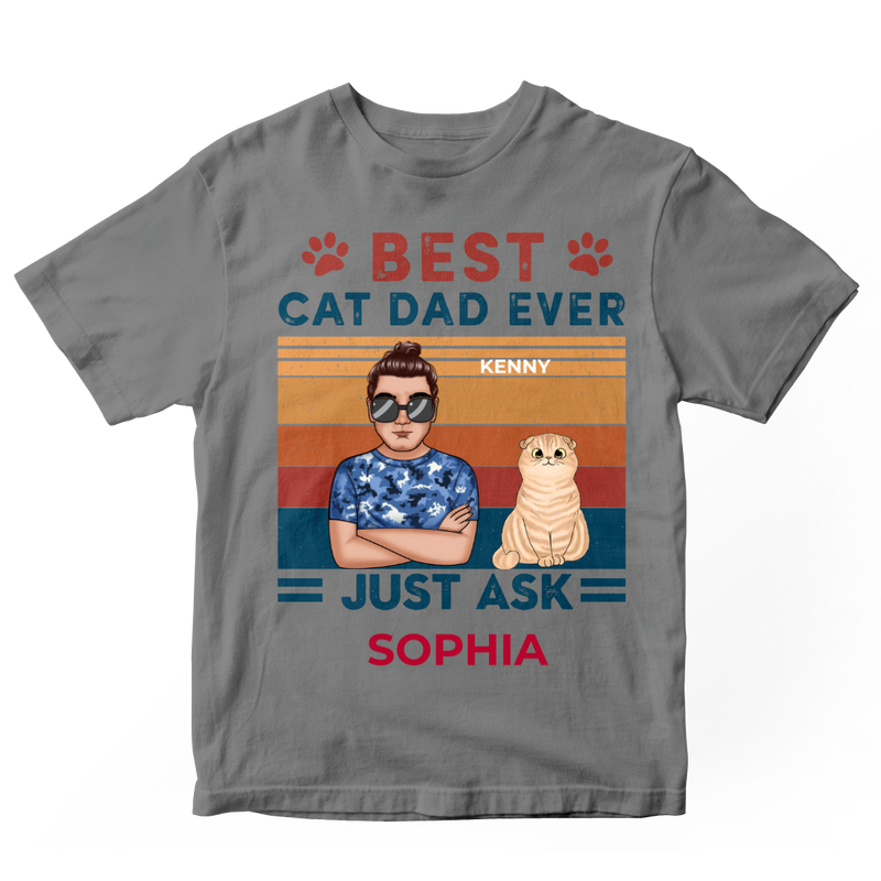 Cat Lover - Best Cat Dad Ever Just Ask - Personalized Sport Grey Unisex T-Shirt (Ver3) - Makezbright Gifts