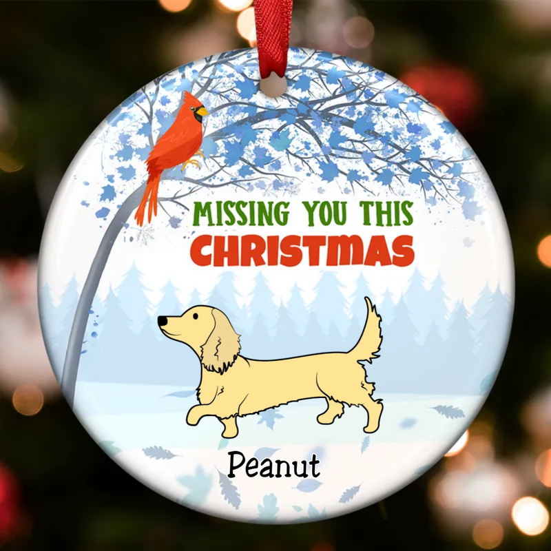 Dog Lovers -  Dachshund Memorial Cardinal - Personalized Circle Ornament