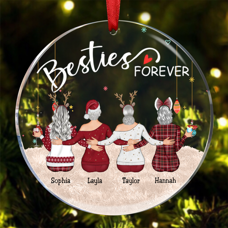 Besties - Besties Forever - Personalized Circle Ornament (BU)