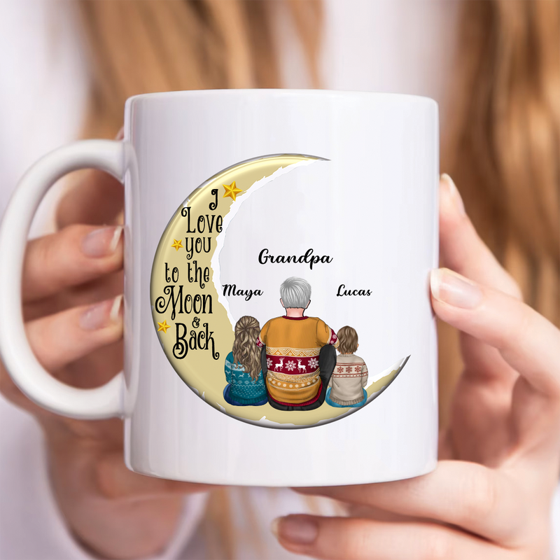 Grandpa - Grandpa Grandkids On Moon - Personalized Mug