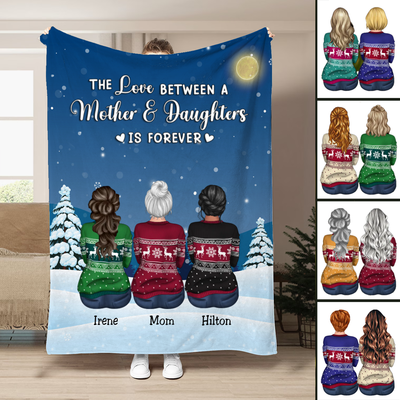Mother - The Love Between A Mother And Daughters Is Forever - Personalized Blanket (AA)