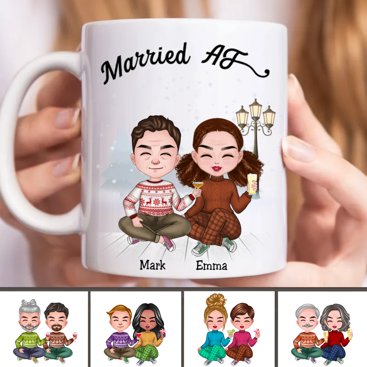 Discover Couple - Christmas Couple Married AF - Personalized Mug