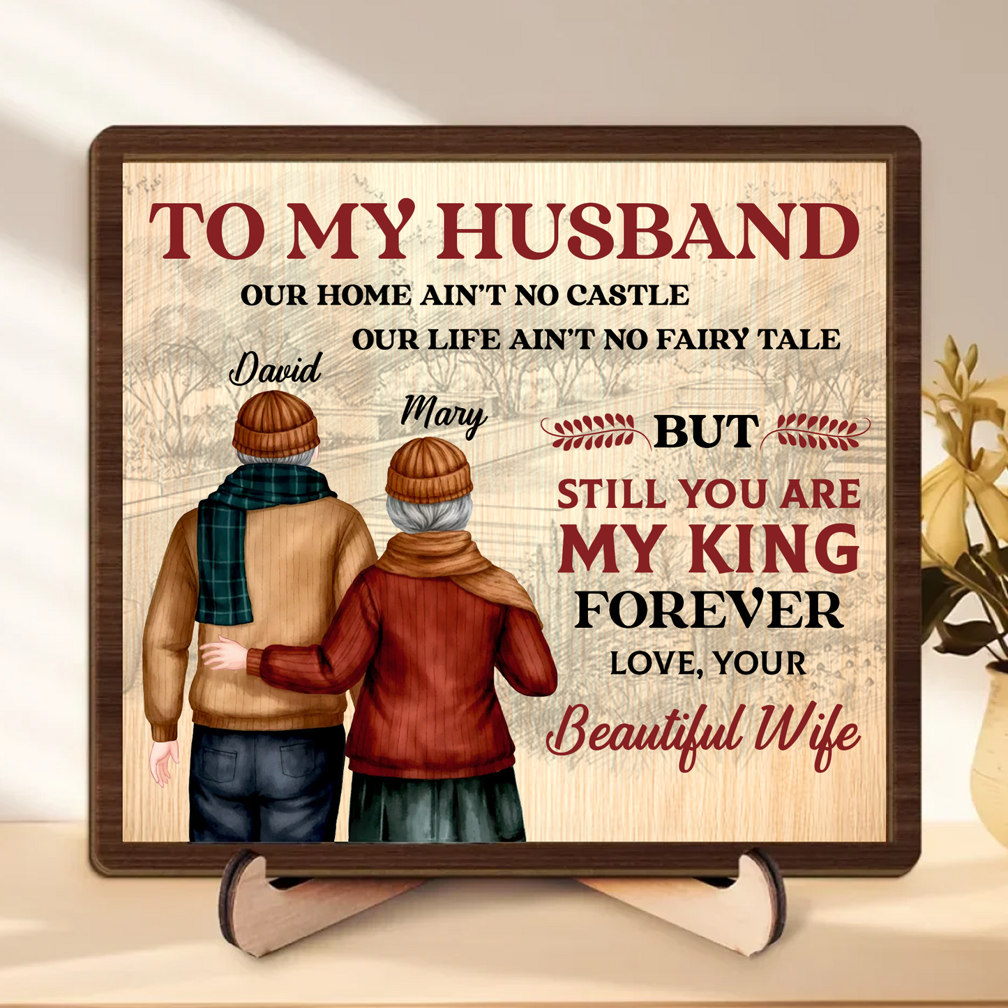You Are My Queen Forever - Couple Personalized Wooden Plaque With Stand - Gift For Husband Wife, Anniversary