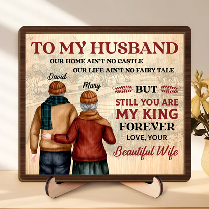 You Are My Queen Forever - Couple Personalized Wooden Plaque With Stand - Gift For Husband Wife, Anniversary