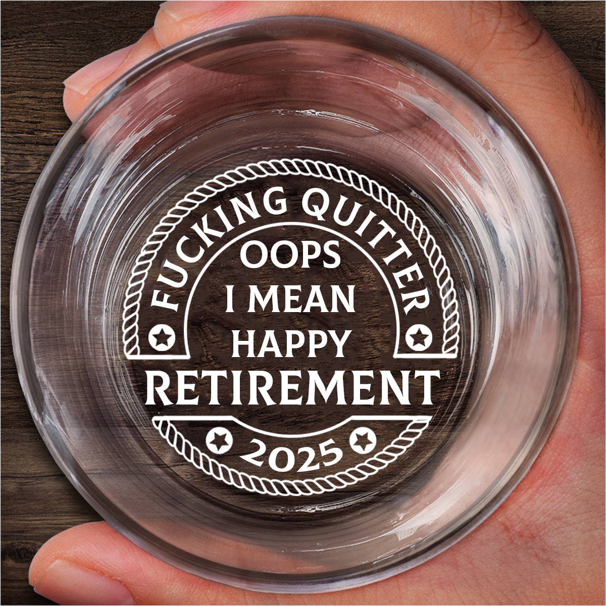 Oops I Mean Happy Retirement - Personalized Engraved Whiskey Glass