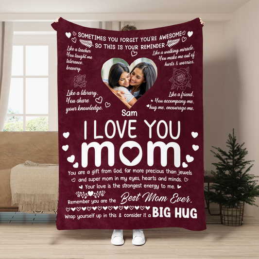 Custom Photo Remember You Are The Best Mom Ever - Personalized Fleece Blanket, Sherpa Blanket