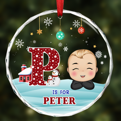 Christmas Kids Monogram - Personalized Circle Ornament