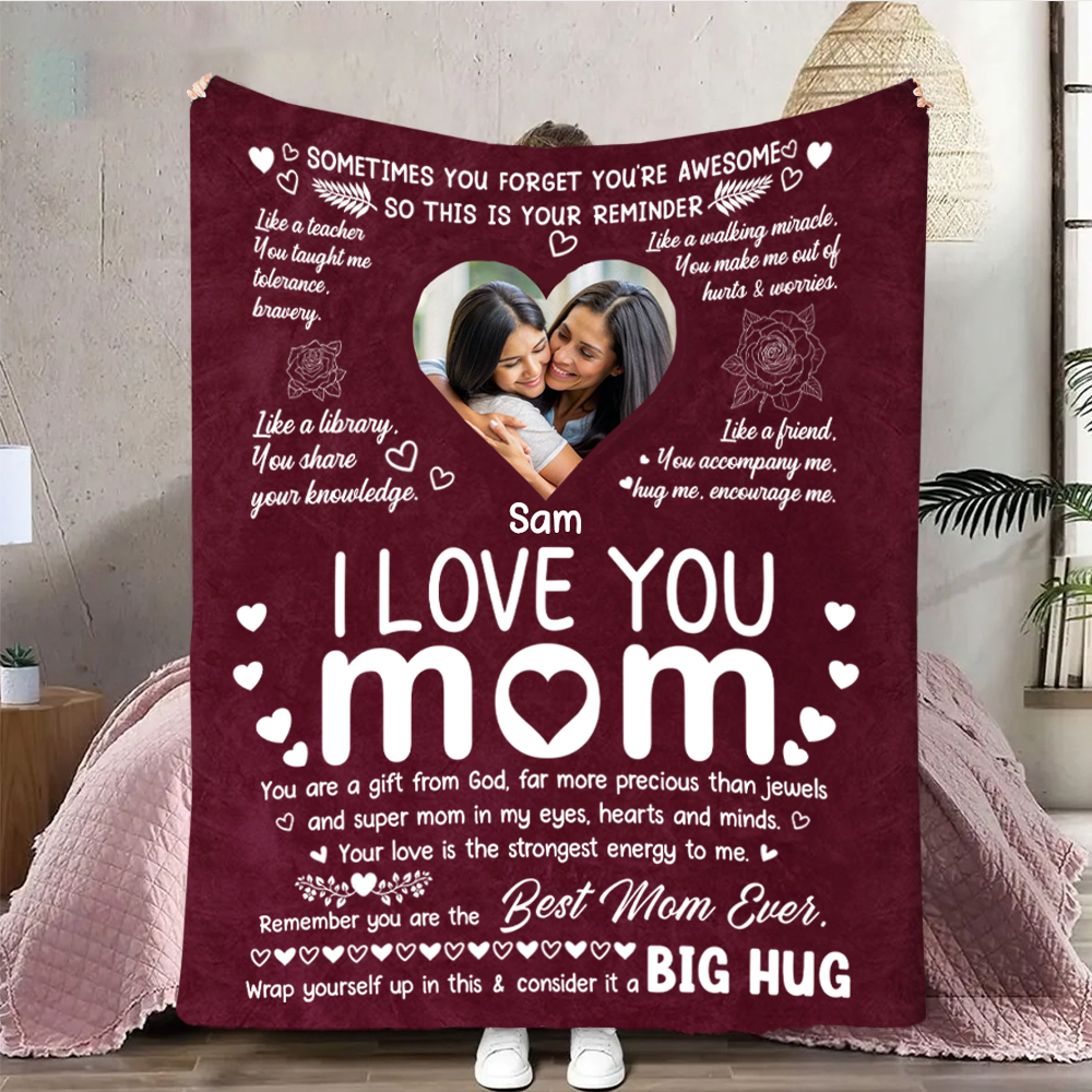 Custom Photo Remember You Are The Best Mom Ever - Personalized Fleece Blanket, Sherpa Blanket