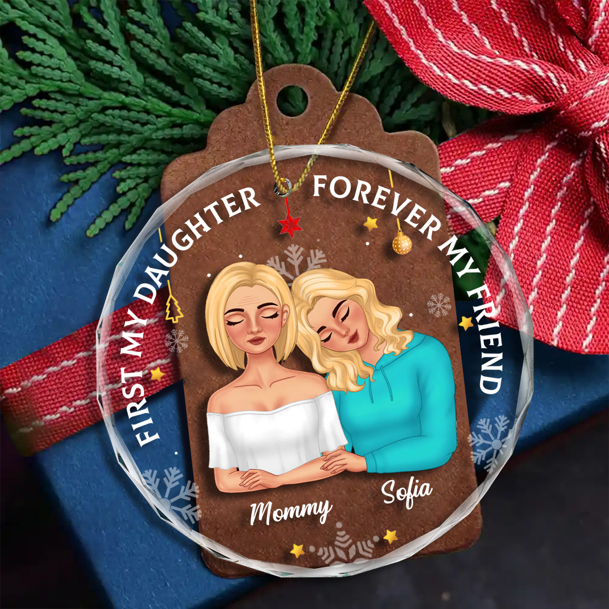 First My Daughter Forever My Friend Mother Daughters - Personalized Circle Acrylic Ornament